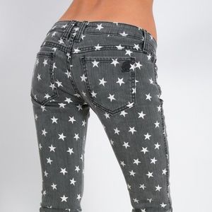 Frankie B distressed star skinny pants Gray/white